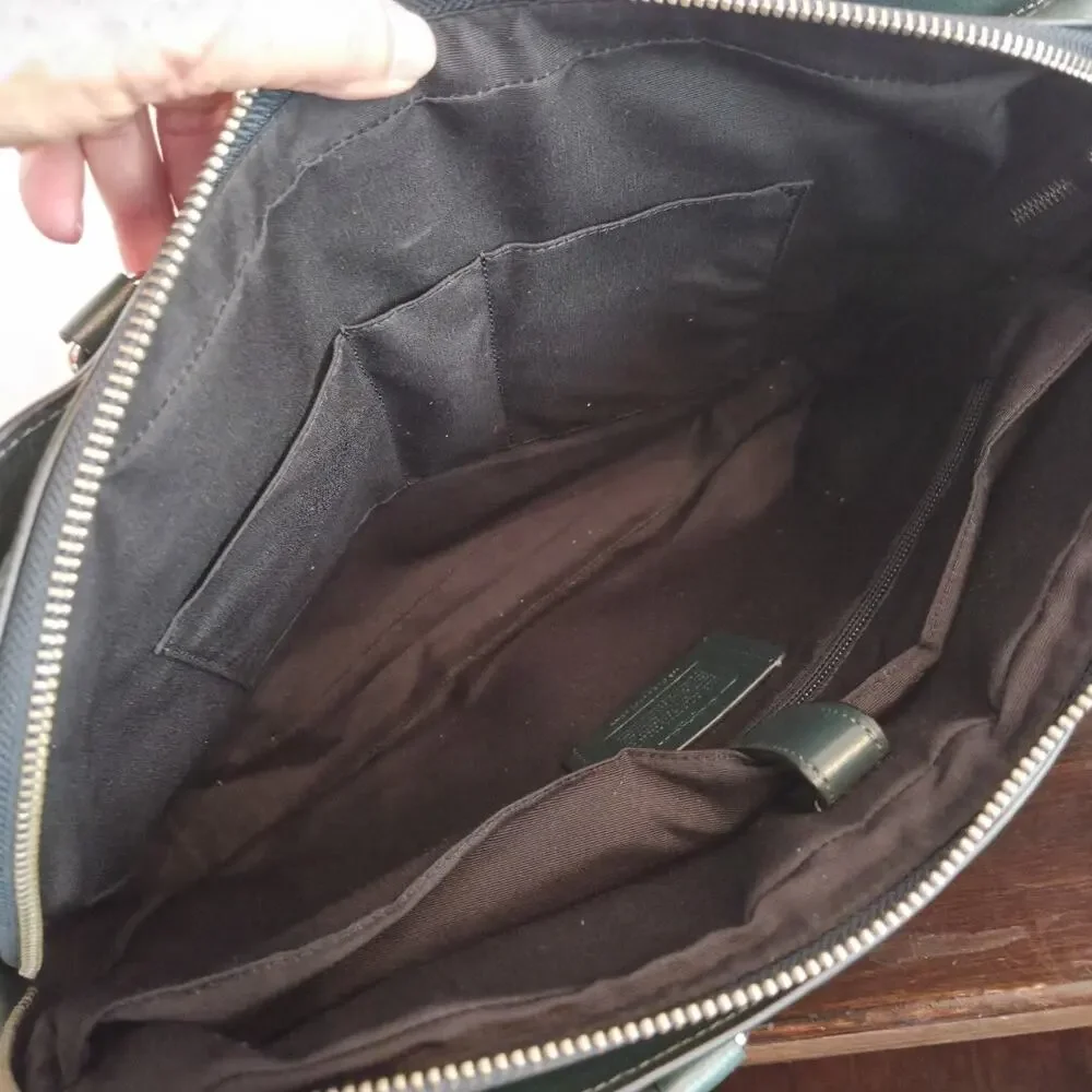 Coach Beckett Structured Dark Green Calf Leather Briefcase Beautiful F73524